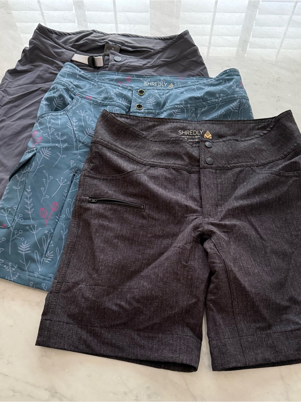 Mountain Bike short lot: 1 velocio size M and 2 Shredly size 8